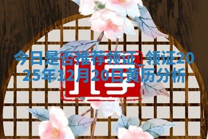 今日是否推荐领证,领证2025年12月20日黄历分析 今日是否推荐领证,领证2025年12月20日黄历分析